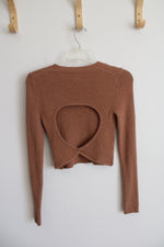 Aerie Brown Open Back Cropped Sweater | XS