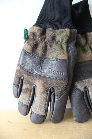 NEW L.L. Bean Scotchgard Leather Camo Gloves | L