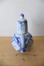 Vintage Chinese Blue & White Angular Porcelain Teapot