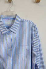 Blue & White Striped Button Down Shirt | 2X