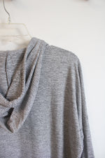 NEW Skechers Relaxed Fit Gray & White Striped Hoodie | M