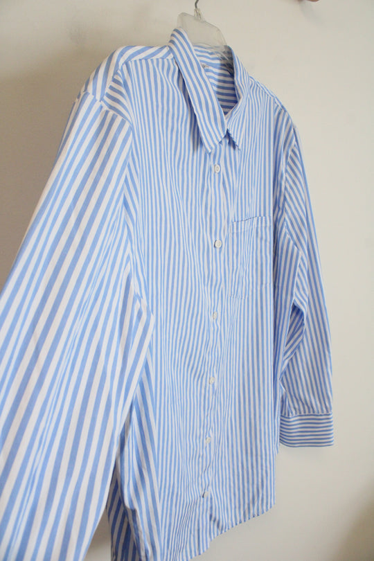 Blue & White Striped Button Down Shirt | 2X