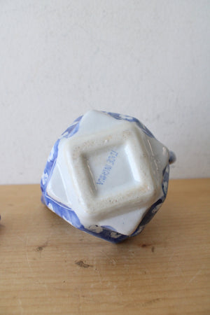 Vintage Chinese Blue & White Angular Porcelain Teapot