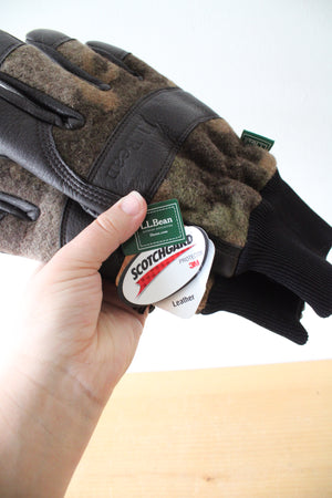 NEW L.L. Bean Scotchgard Leather Camo Gloves | L