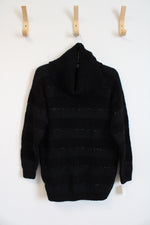 Liz Claiborne Black Beaded Striped Turtleneck Sweater | P