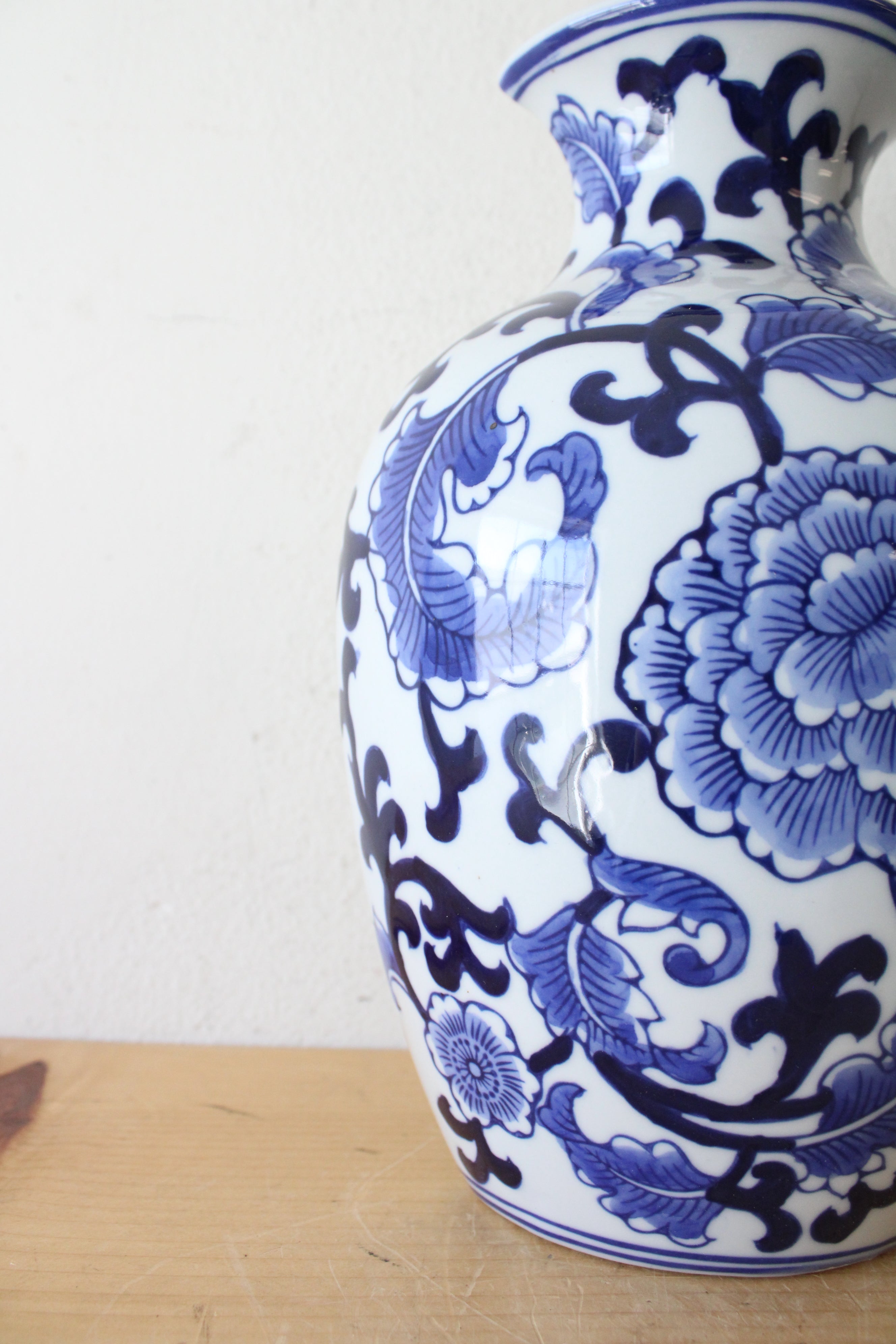 Blue & White Chinoiserie Porcelain Hanging Vase
