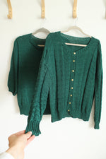 Vintage Emerald Cardigan & Top Set | XL