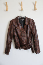 NY Collection Brown Snakeskin Patterned Jacket | S