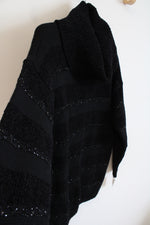 Liz Claiborne Black Beaded Striped Turtleneck Sweater | P