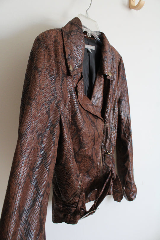 NY Collection Brown Snakeskin Patterned Jacket | S
