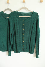 Vintage Emerald Cardigan & Top Set | XL