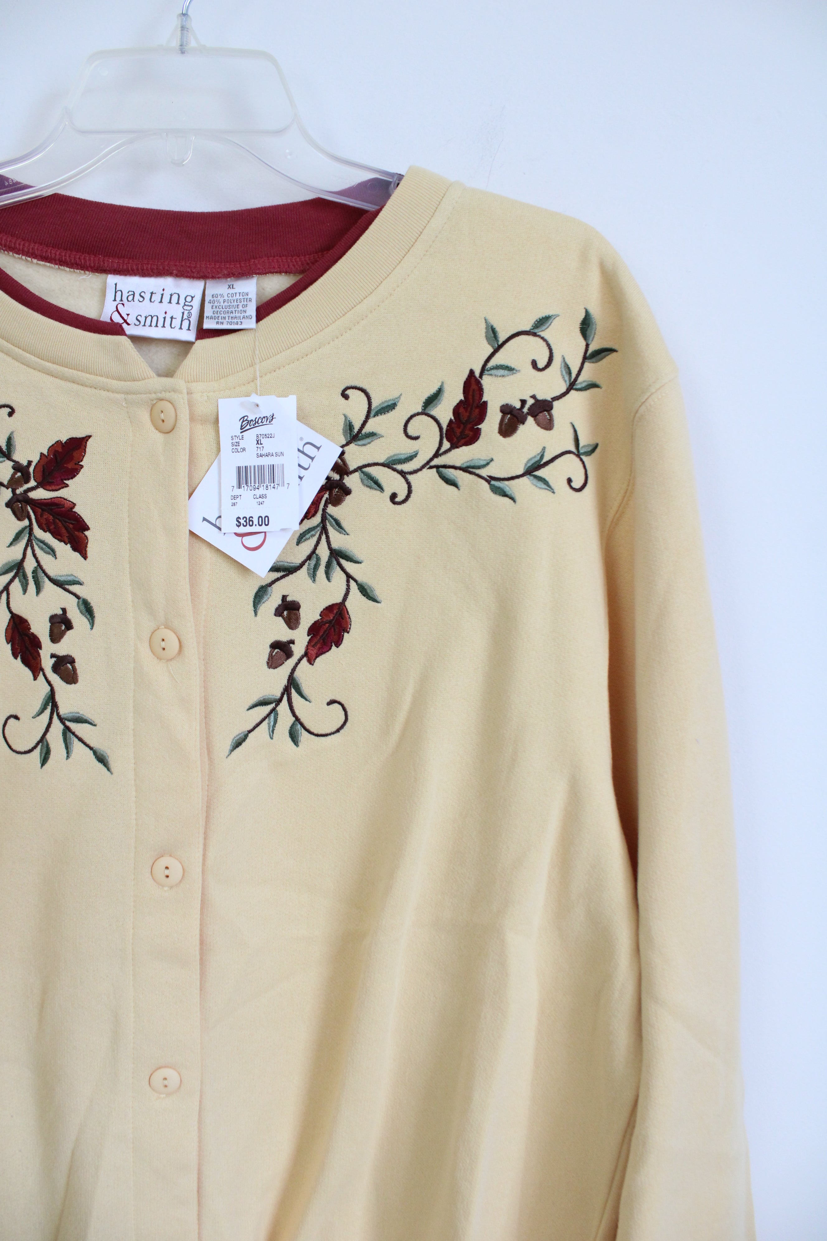 NEW Hasting & Smith Yellow Embroidered Cardigan | XL