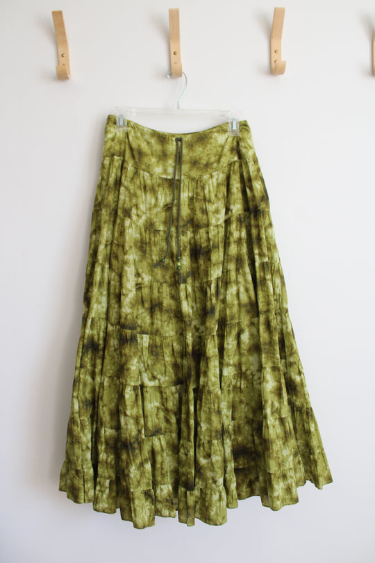 Jones New York Green Patterned Boho Cotton Midi Skirt | 4