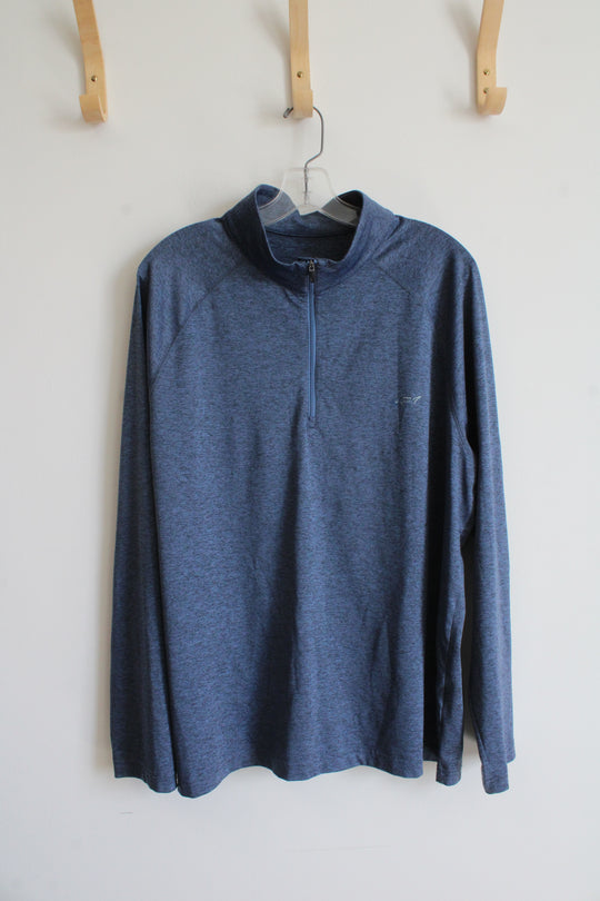Greg Norman Blue Heathered 1/4 Zip Lightweight Sweatshirt | L