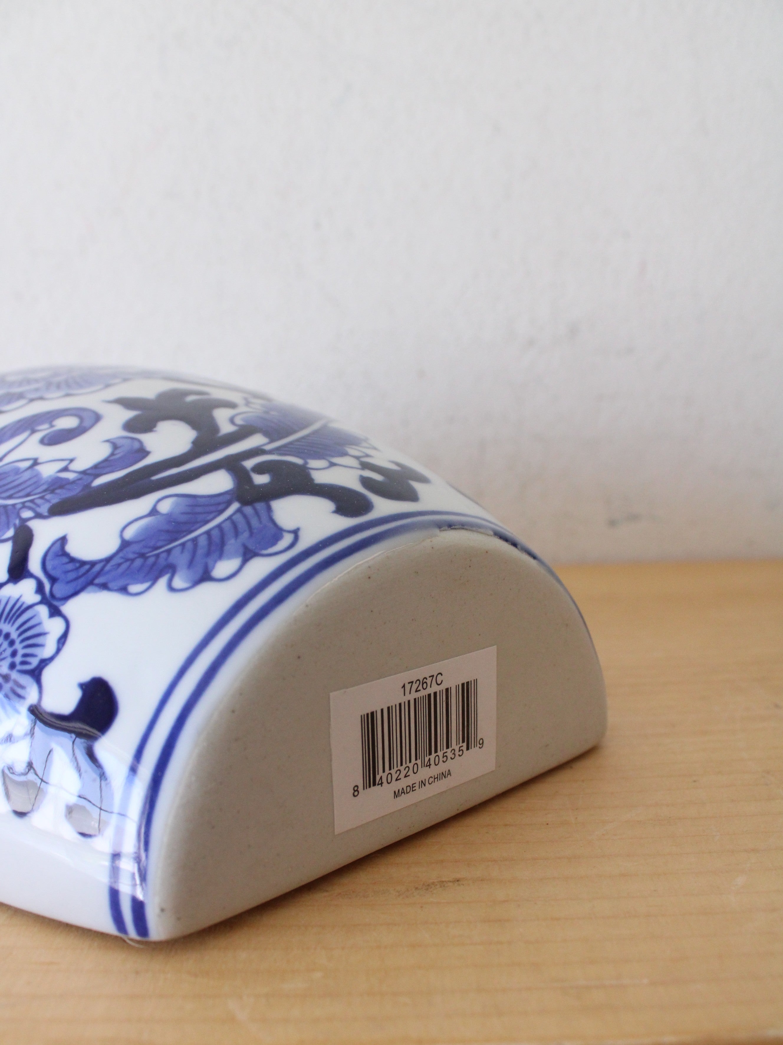 Blue & White Chinoiserie Porcelain Hanging Vase