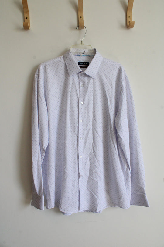 Nautica Slim Fit White & Blue Dotted Button Down Shirt | XL