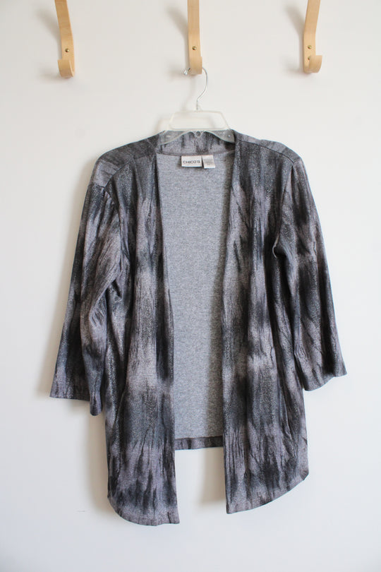 Chico's Gray Metallic Open Cardigan | 1 (M)