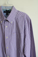Tommy Hilfiger Purple & White Plaid Button Down Shirt | S