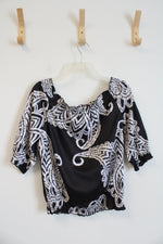 White House Black Market Black & White Off The Shoulder Satin Top | M