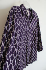 Chico's Purple & White Patterned Button Down Top | 1 (M)