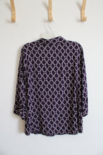 Chico's Purple & White Patterned Button Down Top | 1 (M)