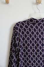 Chico's Purple & White Patterned Button Down Top | 1 (M)