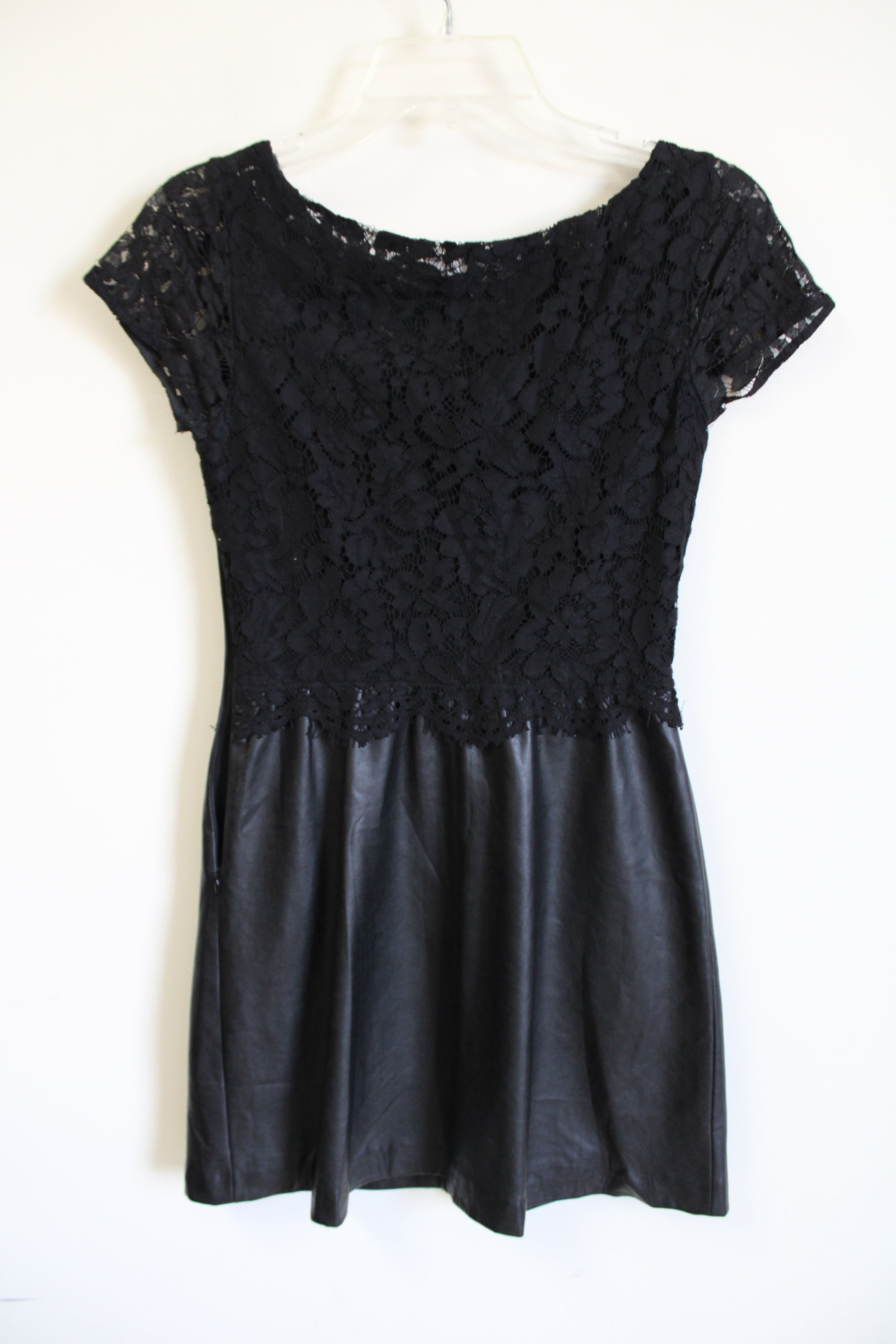 Bailey44 Black Leather & Lace Dress | XS