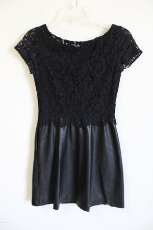 Bailey44 Black Leather & Lace Dress | XS