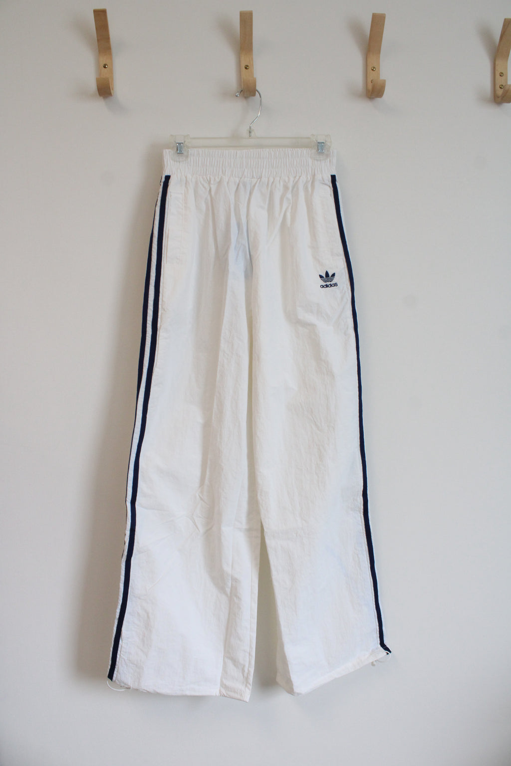 NEW Adidas White & Navy Stripe Sweatpants | S