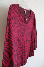 NEW Chico's Maroon & Pink Patterned Long Sleeved Top | 2 (L)