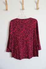 NEW Chico's Maroon & Pink Patterned Long Sleeved Top | 2 (L)