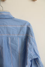 American Eagle Blue & White Striped Button Down Cropped Top | L
