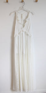 Express White Lace Ruffle Boho Maxi Dress | S