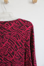 NEW Chico's Maroon & Pink Patterned Long Sleeved Top | 2 (L)