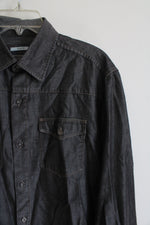 NEW Johnston & Murphy Slim Fit Gray Wash Button Down Shirt | M