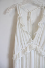 Express White Lace Ruffle Boho Maxi Dress | S