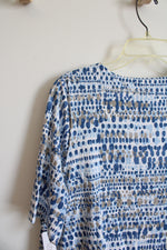 NEW Chico's Blue Tan & White Patterned Layered Blouse | 2 (L)