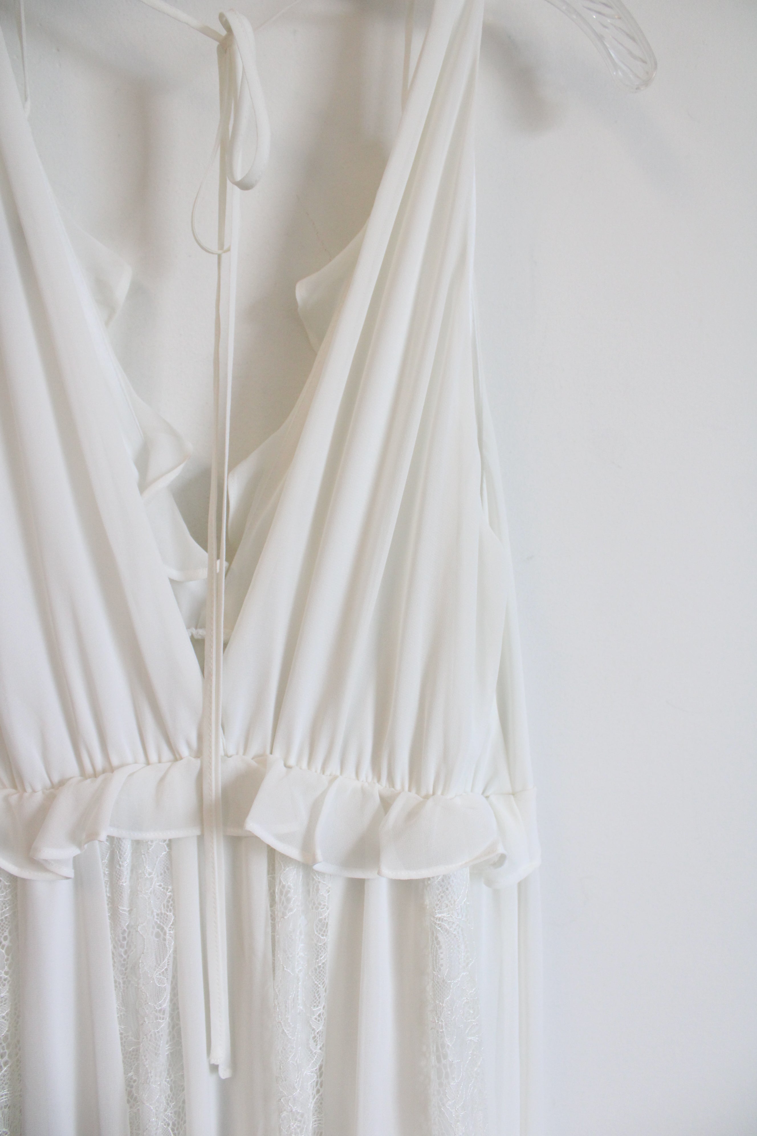 Express White Lace Ruffle Boho Maxi Dress | S