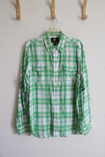 Timberland Regular Fit Green & White Plaid Button Down Shirt | M