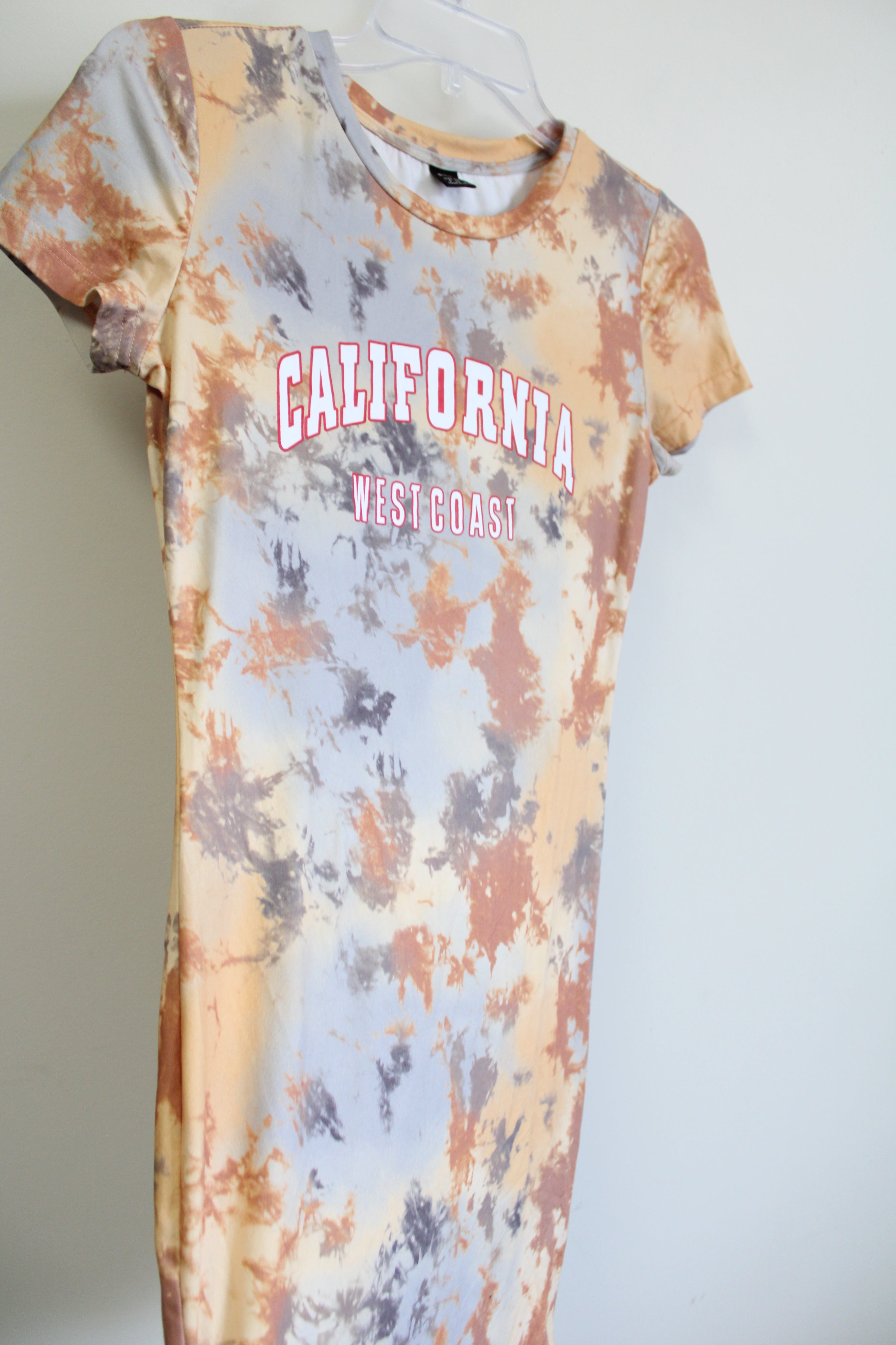 Shein California West Coast Tie Dye Fitted T-Shirt Dress | 4