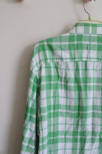 Timberland Regular Fit Green & White Plaid Button Down Shirt | M