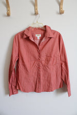 Talbots Orange & White Striped Button Down Top | 14