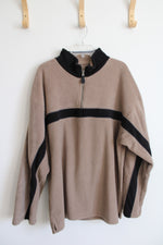 Adolfo Sport Tan & Black Fleece 1/4 Zip Sweatshirt | XL