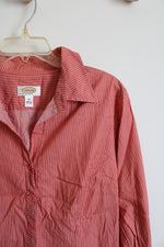 Talbots Orange & White Striped Button Down Top | 14