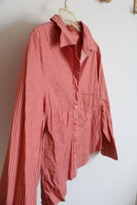 Talbots Orange & White Striped Button Down Top | 14