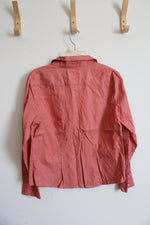 Talbots Orange & White Striped Button Down Top | 14