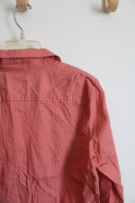 Talbots Orange & White Striped Button Down Top | 14