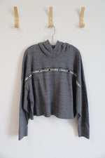 Under Armour Gray & Black Stripe Cropped Hoodie | XL