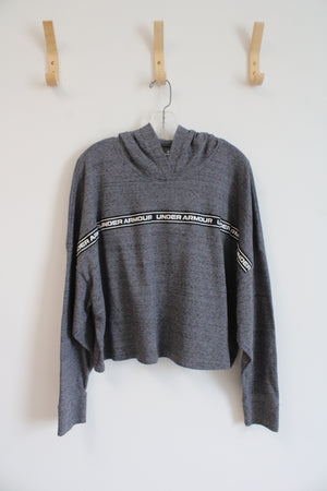 Under Armour Gray & Black Stripe Cropped Hoodie | XL