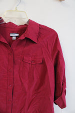 NEW Croft & Barrow Rumba Red 3/4 Sleeve Button Down Top | L